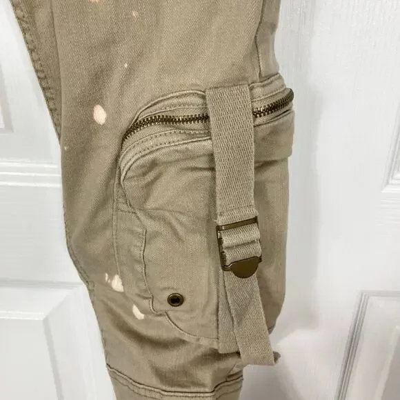 JORDAN CRAIG Pants Men 36/32 Cargo Bondage-Straps Acid-Splatter Tan Fitted”Ross”